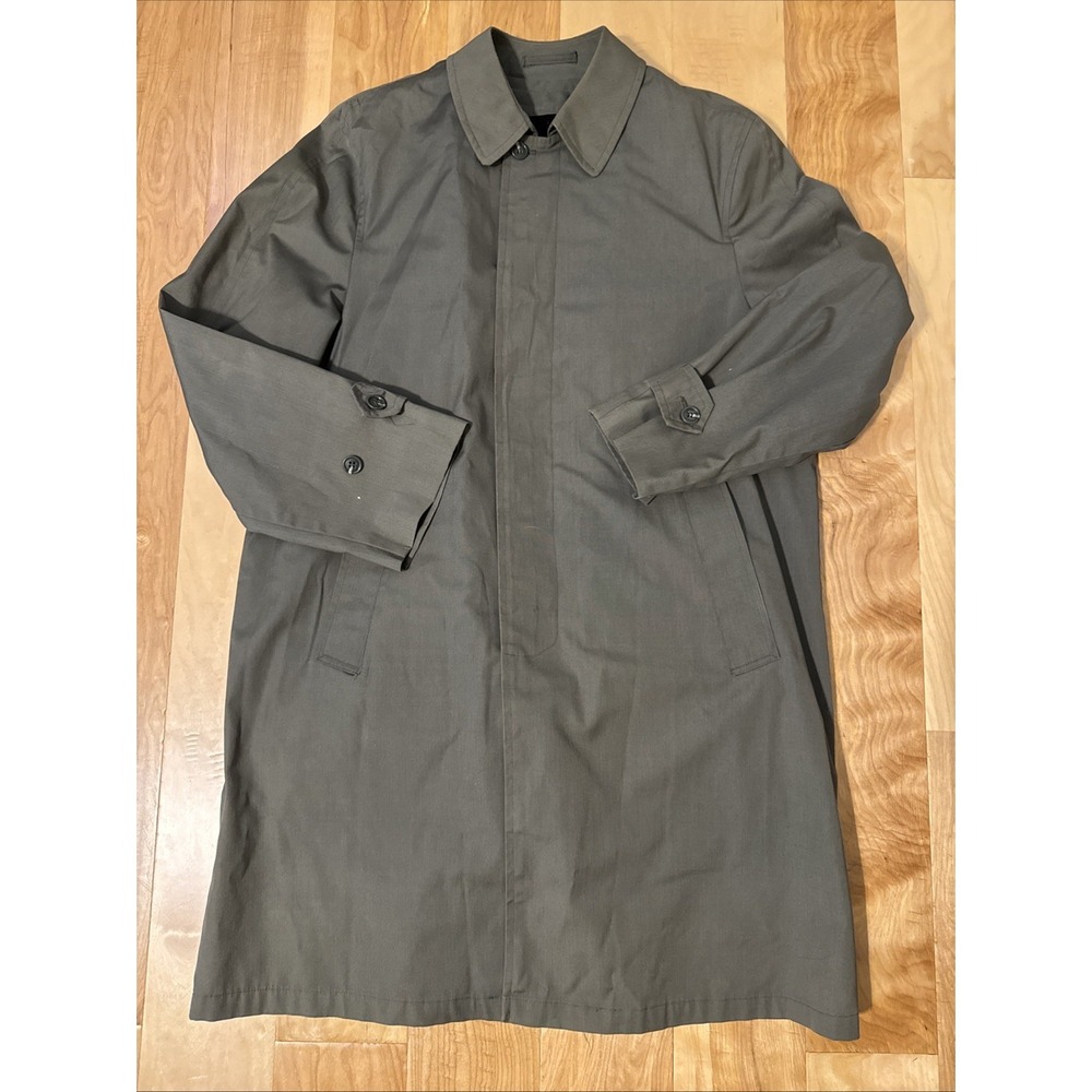 Vintage Koratron Raincoat With Fleece Liner 44" Chest - Army Green Olive GUC
